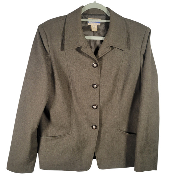 Pendleton Olive Green Wool Blazer Women’s 12 Large 100% Wool USA Made - Picture 1 of 10